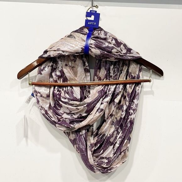 Apt. 9 Infinity Women’s Scarf Metallic Sheen Floral One Size - Picture 3 of 8